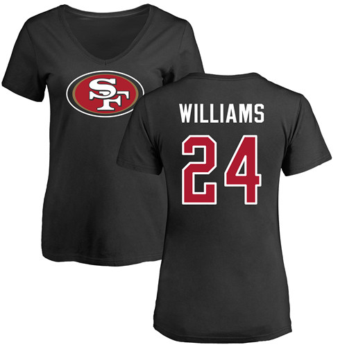 San Francisco 49ers Black Women K Waun Williams Name and Number Logo #24 NFL T Shirt